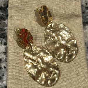 Elegant Hammered Gold Dangle Earrings